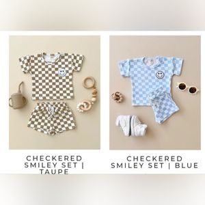Little Panda Kids Checkered Smiley face sets